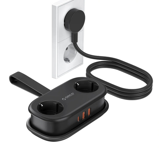 Orico APP Extension Cord, 2 x Schuko - 2 x USB-A - 1 x USB-C, Black