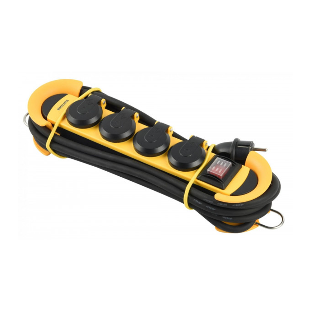 Philips Extension Cord, 4 x Schuko, Yellow Phil-SPN5140YB/60