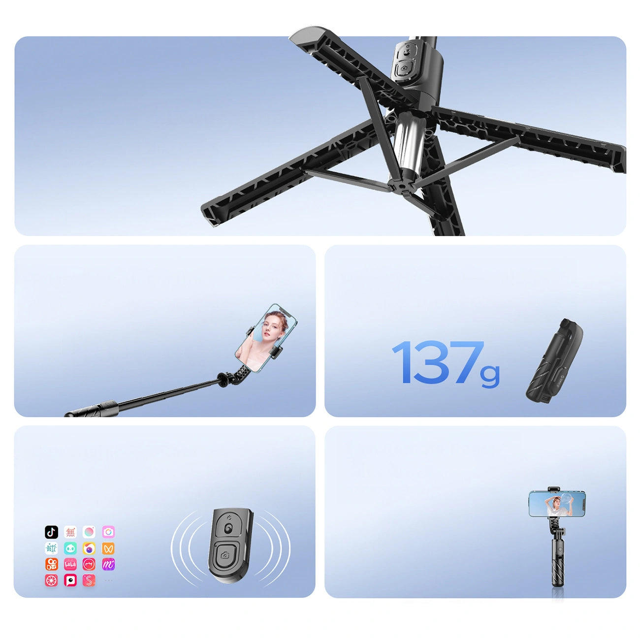 Selfie Stick Bluetooth Orico SPV100, Universal, Black
