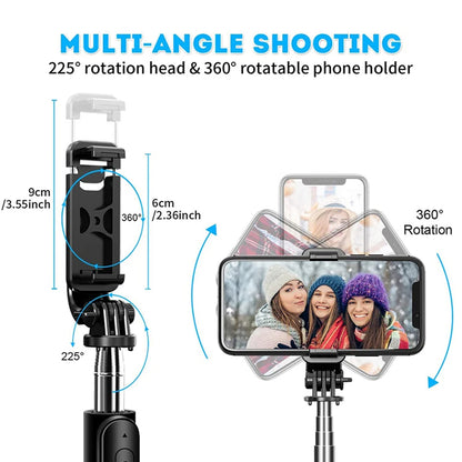Selfie Stick Bluetooth Techsuit Q02, Universal, Black