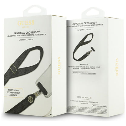 Guess 4G Strass Metal Logo Phone Lanyard, Black