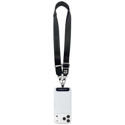 Karl Lagerfeld Choupette Metal Logo Phone Lanyard, Black