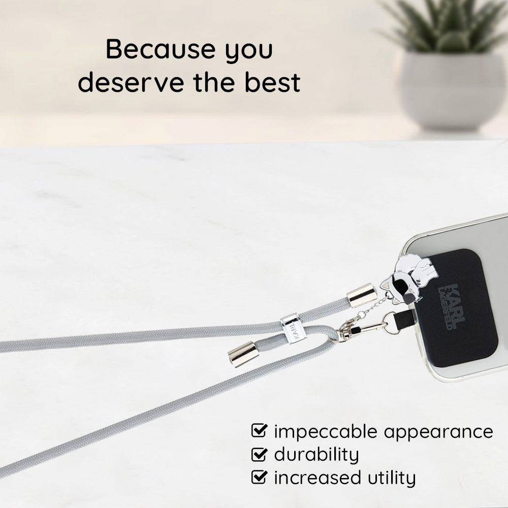 Karl Lagerfeld Choupette Phone Lanyard, Grey