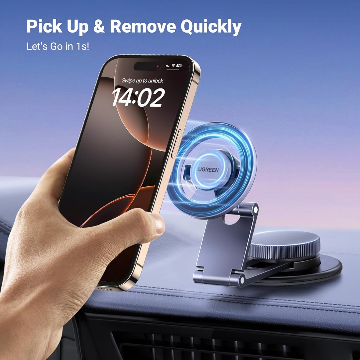 UGREEN LP865 Universal Magnetic Car Holder, Black