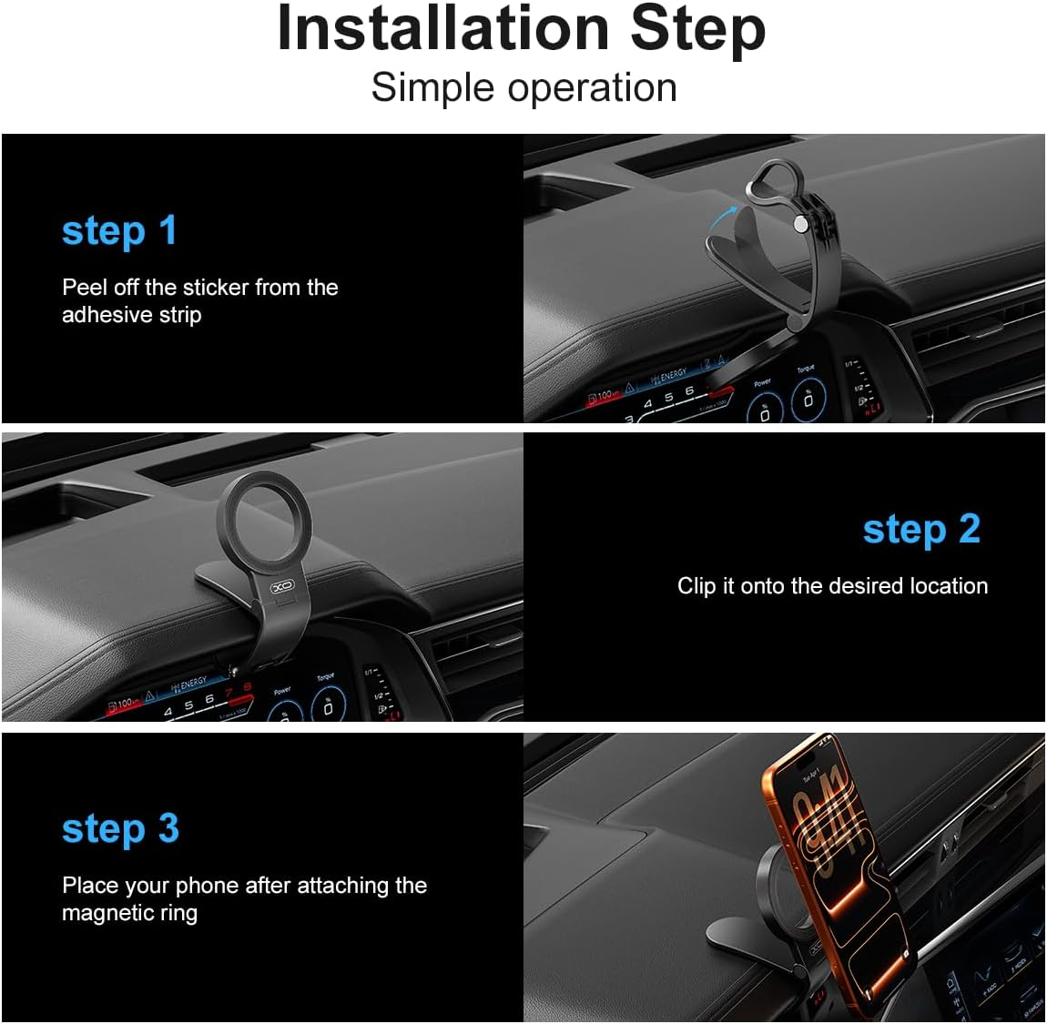 XO Design C191 Magnetic Car Mount, Universal, Black