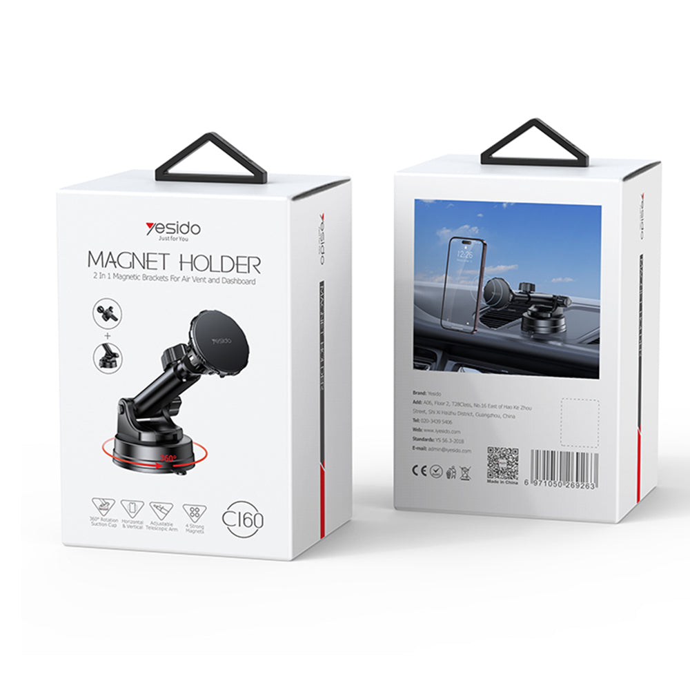 Yesido C160 Magnetic Car Holder, Universal, Black