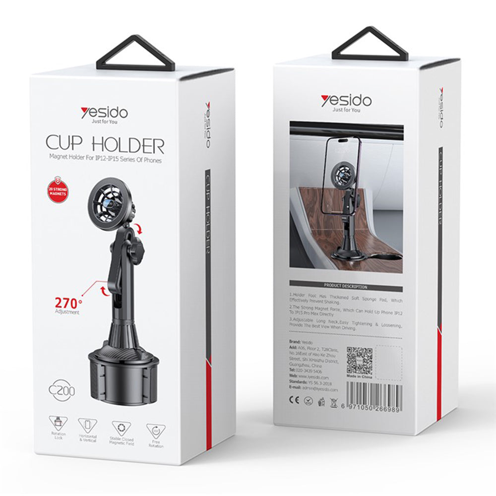 Yesido C200 Magnetic Car Holder, Universal, Black