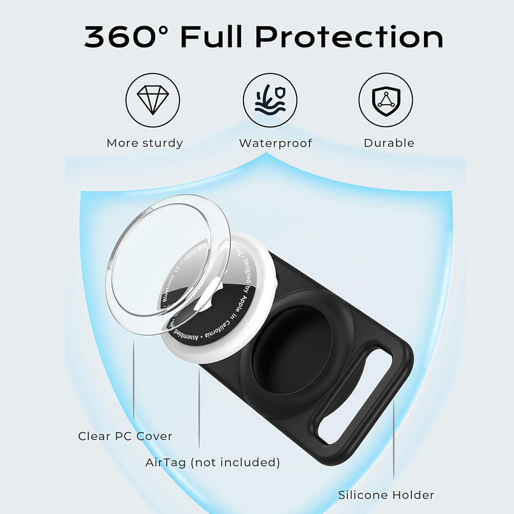 Techsuit BuddyGuard DG1 Support for Apple AirTag on Pet Collar, Black